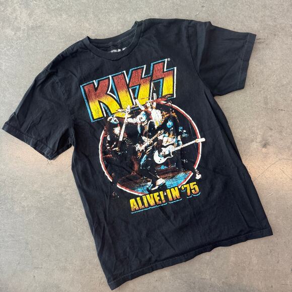 Vintage Y2k Kiss Black Band Tour Graphic Tee Adult Small Short Sleeve - Picture 1 of 6